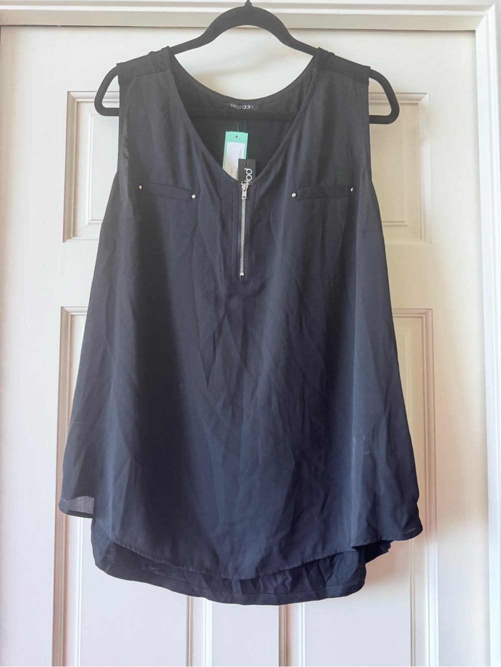 Papermoon Black Sleeveless Zip Front Camisole